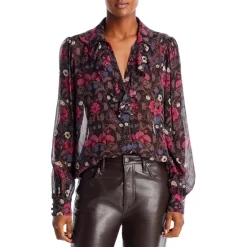 Deals 🎉 PAIGE Jodelle Floral Print Silk Blouse Black Multi 😍