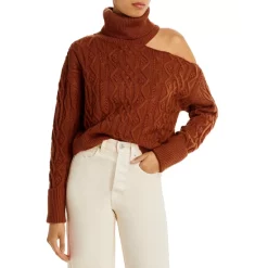 Deals 🔔 PAIGE Cable Knit Cold Shoulder Sweater Ivory 🔥