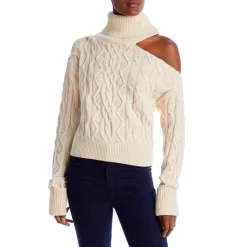 Deals 🔔 PAIGE Cable Knit Cold Shoulder Sweater Ivory 🔥 -Skinny Jeans Store unnamed file 165