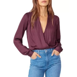 Outlet ❤️ PAIGE Sevilla Crossover V Neck Long Sleeve Bodysuit Black 🥰 -Skinny Jeans Store unnamed file 199