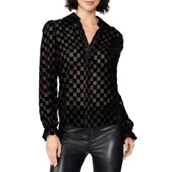 Discount β¨ PAIGE Lora Checkered Sheer Blouse Black π