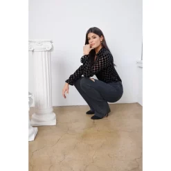 Discount ✨ PAIGE Lora Checkered Sheer Blouse Black 🌟 -Skinny Jeans Store unnamed file 313