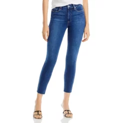 New 🥰 PAIGE Bombshell Mid Rise Ankle Raw Hem Skinny 👖 Jeans In Chapel 💯