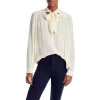 Discount 💯 PAIGE Kirstie Tie Neck Blouse Ant White 🛒
