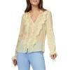 Best Pirce ✔️ PAIGE Haiku Silk Sheer Printed Ruffle Trim Blouse Padafmltmi 🤩