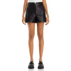 Coupon 🎁 PAIGE Jonas Faux Leather Shorts Black 🧨
