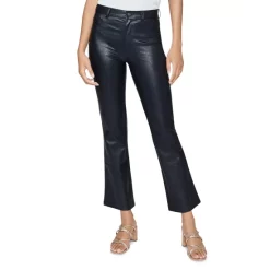 Outlet ❤️ PAIGE Claudine Faux Leather Ankle Flare 👖 Jeans In Black 🌟