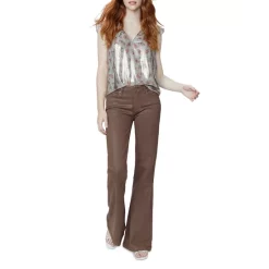 Best Pirce ✔️ PAIGE Genevieve High Rise Flared 👖 Jeans In Cognac Luxe 🧥 Coating 🔔 -Skinny Jeans Store unnamed file 652