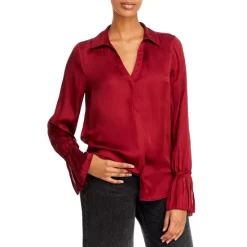 Coupon ✔️ PAIGE Abriana Flare Cuff 👕 Shirt Deep Garnet 👏