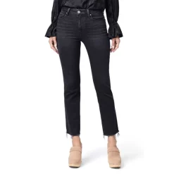 Best reviews of 🎁 PAIGE Cindy Raw Hem High Rise Cropped Straight Leg 👖 Jeans In Black Lotus 🔥