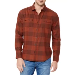 Outlet π PAIGE Everett Buffalo Check Button Down π Shirt Cherry Clay βοΈ