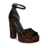 Outlet ⌛ PAIGE 👩 Women's Camryn Leopard Print Calf Hair Platform High Heel 🩴 Sandals 🔥